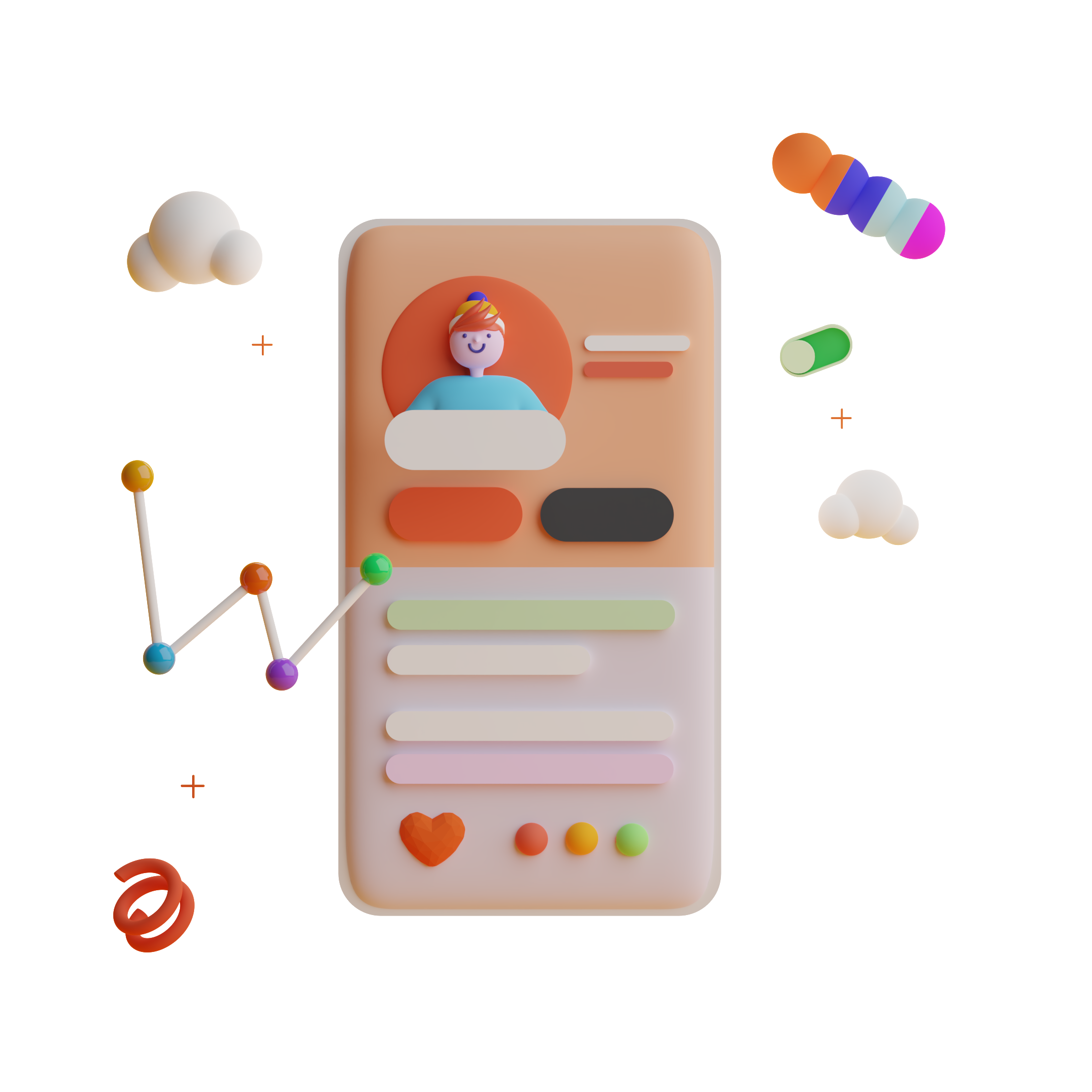 Ilustração de celular com foto de um usuário